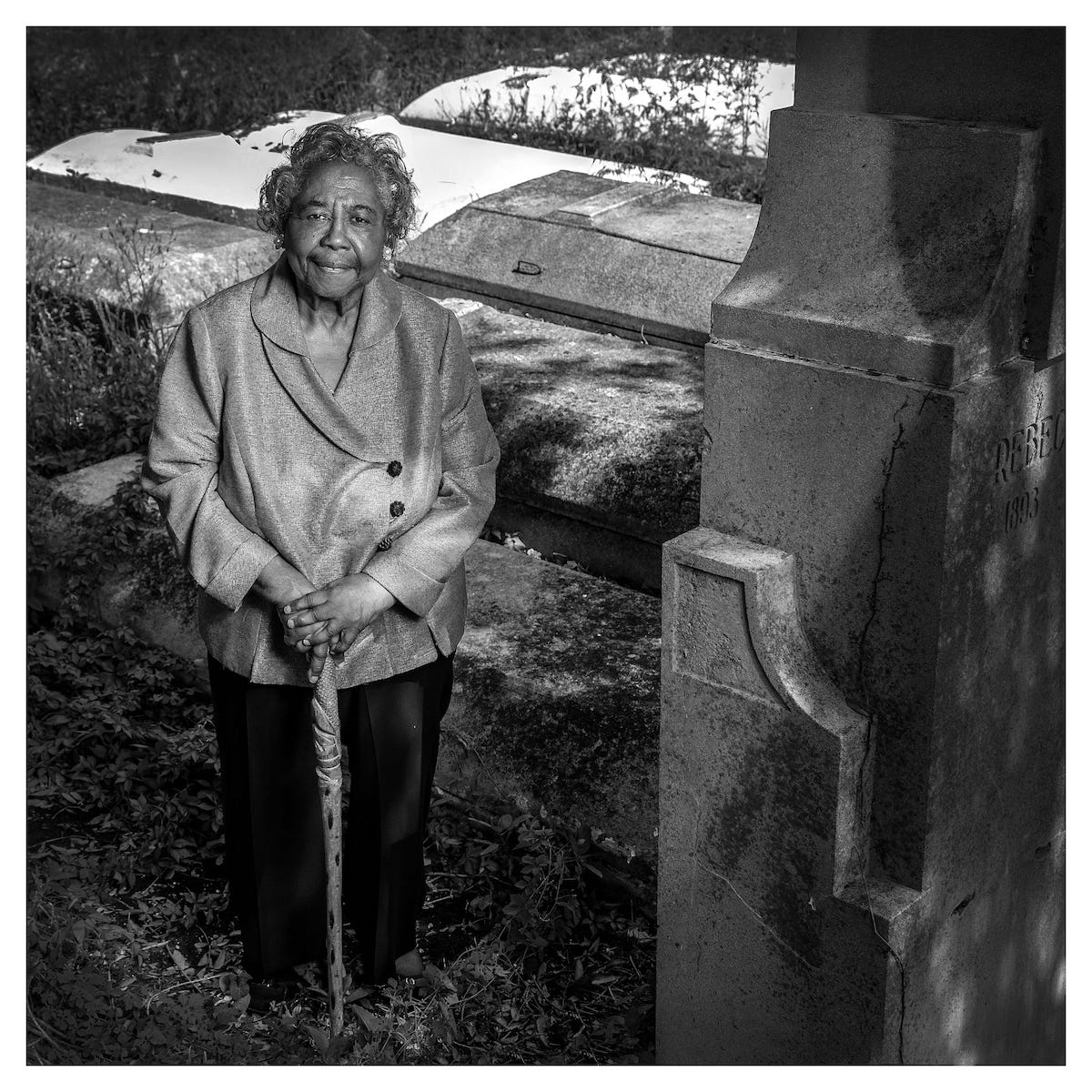 Historian and educator Enid Pinkney inside Lincoln Memorial Park, near the graves of her parents. <i>Photo by C.W. Griffin / Iris PhotoCollective</i>